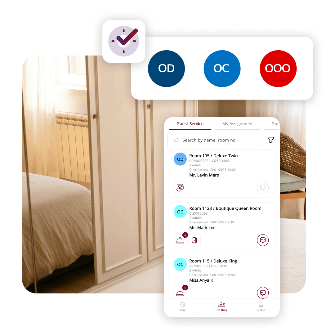 มองเห็นสถานะห้องและงานแบบเรียลไทม์